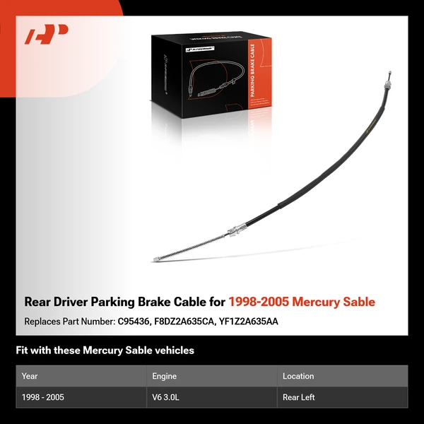 Rear Driver Parking Brake Cable for 1998-2005 Mercury Sable