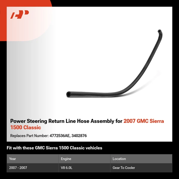 Power Steering Return Line Hose Assembly for 2007 GMC Sierra 1500 Classic