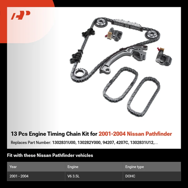 13 Pcs Engine Timing Chain Kit for 2001-2004 Nissan Pathfinder