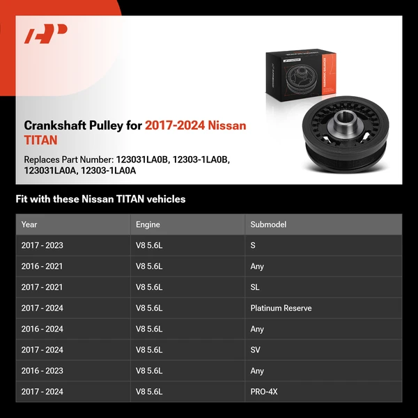Crankshaft Pulley for 2017-2024 Nissan TITAN