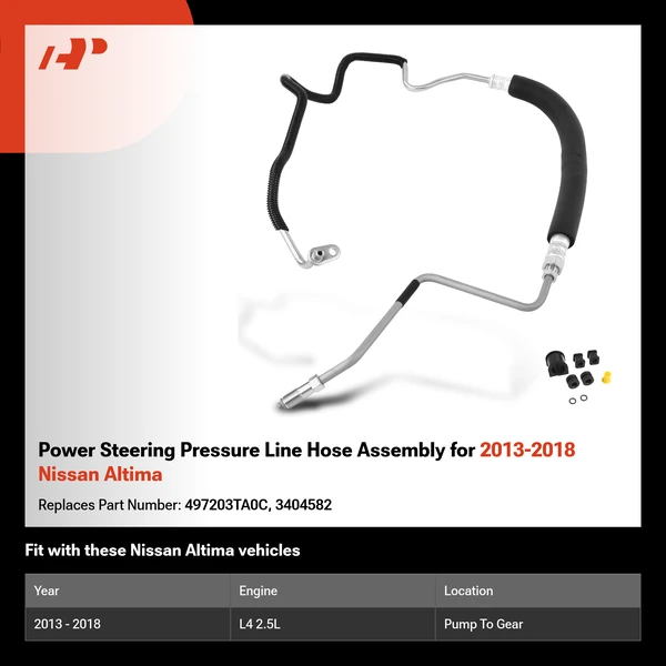 Power Steering Pressure Line Hose Assembly for 2013-2018 Nissan Altima