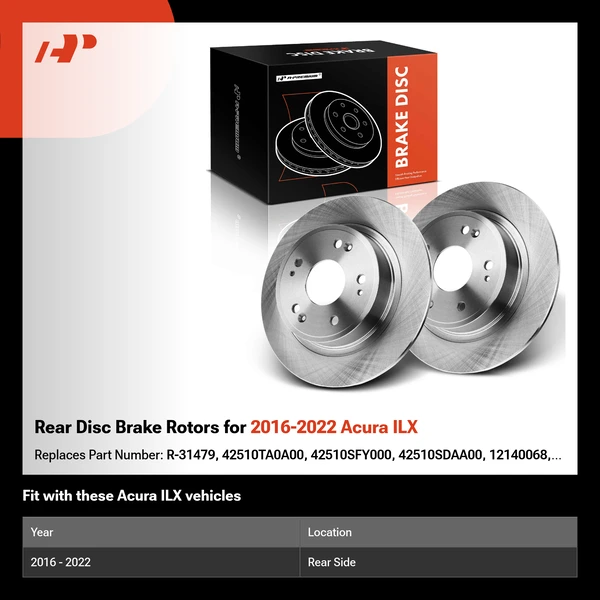 Rear Disc Brake Rotors for 2016-2022 Acura ILX