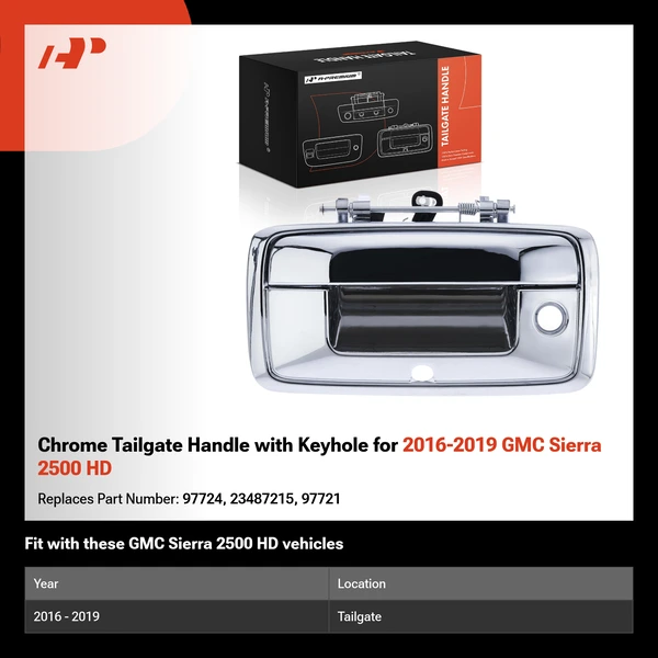 Chrome Tailgate Handle with Keyhole for 2016-2019 GMC Sierra 2500 HD