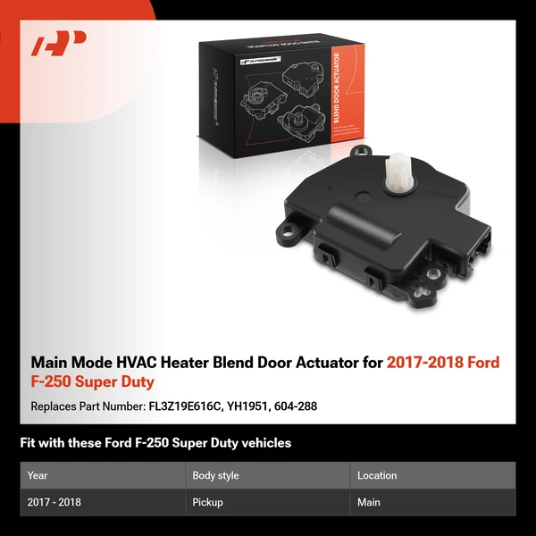 Main Mode HVAC Heater Blend Door Actuator for 2017-2018 Ford F-250 Super Duty