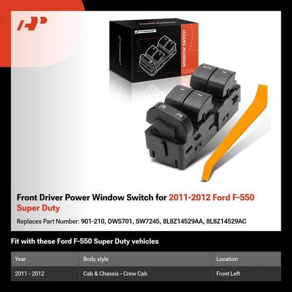 Front Driver Power Window Switch for 2011-2012 Ford F-550 Super Duty