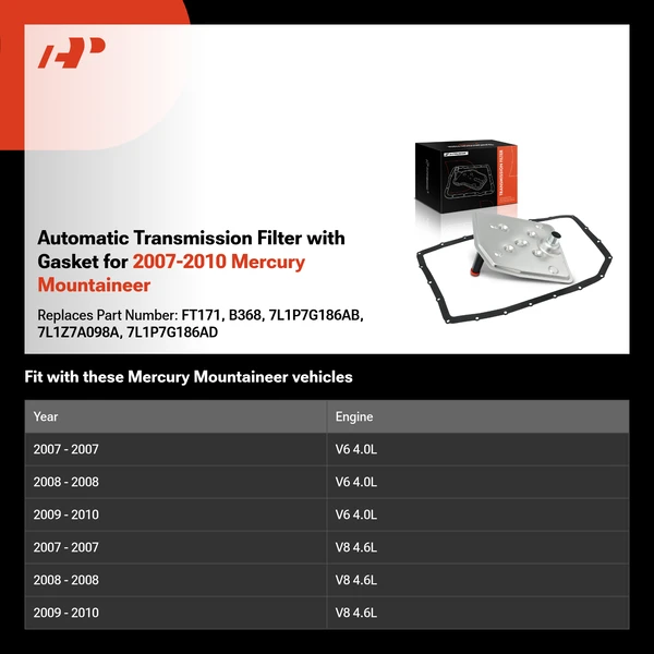 Automatic Transmission Filter with Gasket for 2007-2010 Mercury Mountaineer