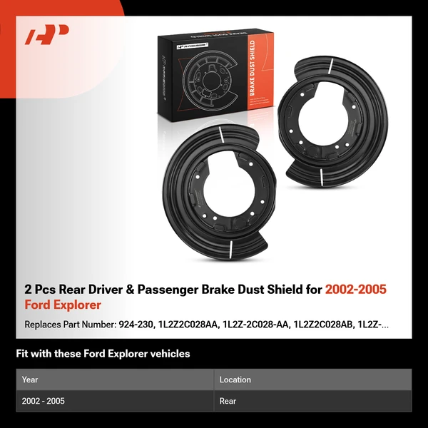 2 Pcs Rear Driver & Passenger Brake Dust Shield for 2002-2005 Ford Explorer