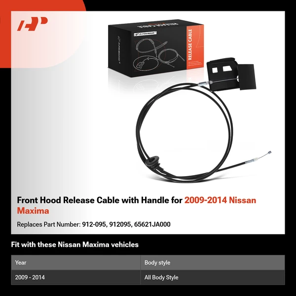 Front Hood Release Cable with Handle for 2009-2014 Nissan Maxima