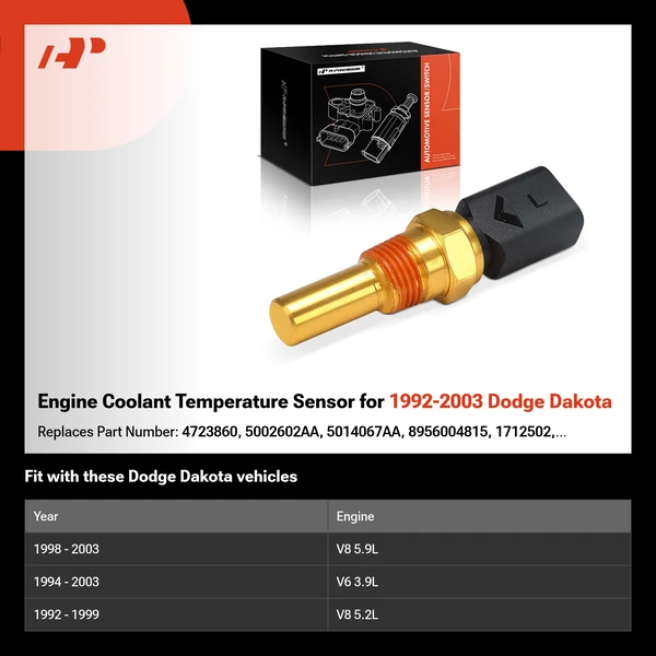 Engine Coolant Temperature Sensor for 1992-2003 Dodge Dakota