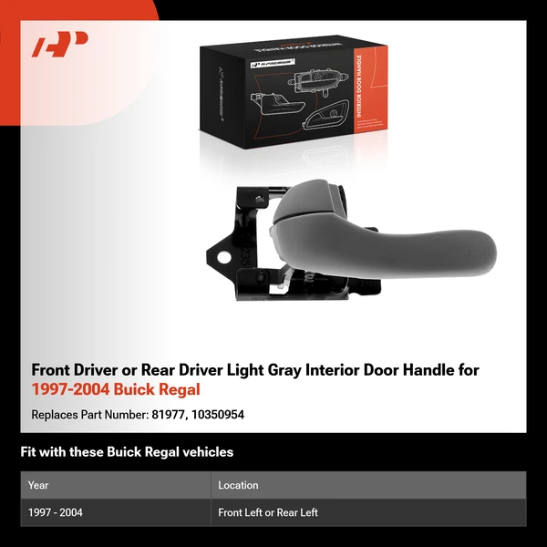 Front Driver or Rear Driver Light Gray Interior Door Handle for 1997-2004 Buick Regal