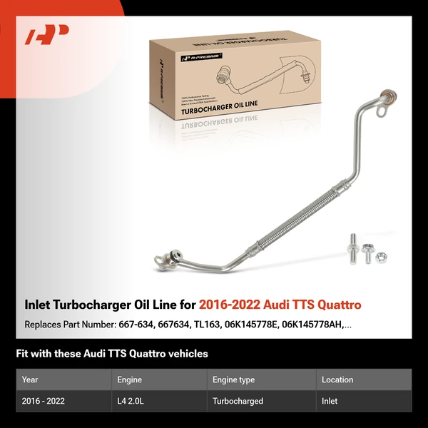 Inlet Turbocharger Oil Line for 2016-2022 Audi TTS Quattro