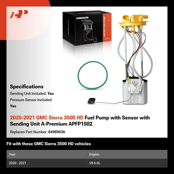 2020-2021 GMC Sierra 3500 HD Fuel Pump with Sensor with Sending Unit A-Premium APFP1502