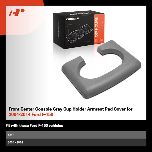 Front Center Console Gray Cup Holder Armrest Pad Cover for 2004-2014 Ford F-150