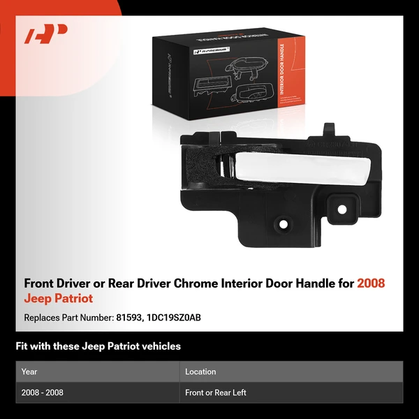 Front Driver or Rear Driver Chrome Interior Door Handle for 2008 Jeep Patriot