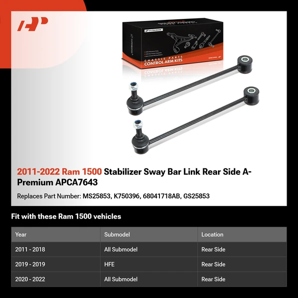 2011-2022 Ram 1500 Stabilizer Sway Bar Link Rear Side A-Premium APCA7643