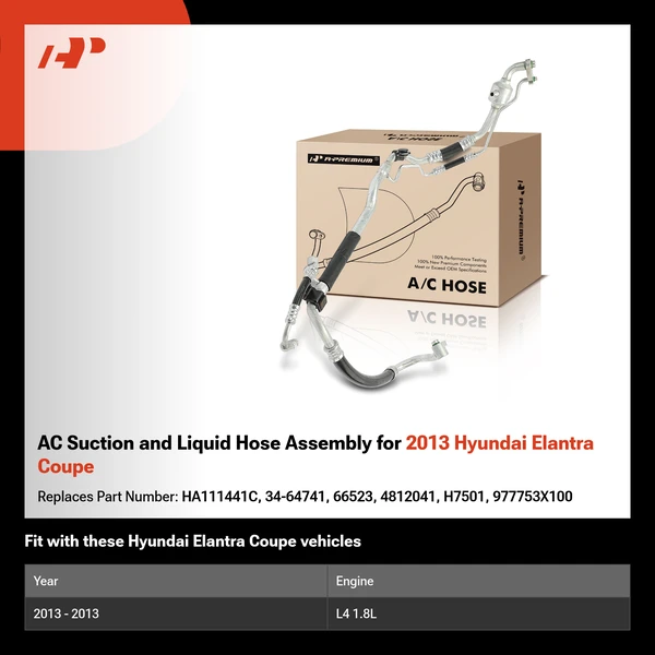 AC Suction and Liquid Hose Assembly for 2013 Hyundai Elantra Coupe