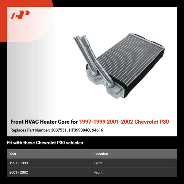 Front HVAC Heater Core for 1997-1999 2001-2002 Chevrolet P30