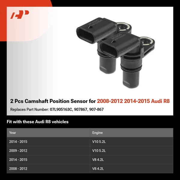 2 Pcs Camshaft Position Sensor for 2008-2012 2014-2015 Audi R8