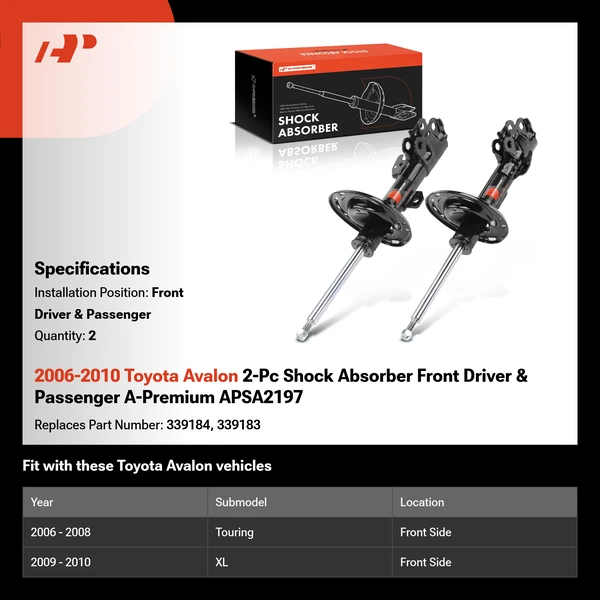 2006-2010 Toyota Avalon 2-Pc Shock Absorber Front Driver & Passenger A-Premium APSA2197