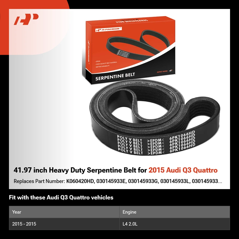 41.97 inch Heavy Duty Serpentine Belt for 2015 Audi Q3 Quattro