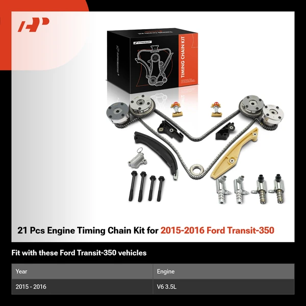 21 Pcs Engine Timing Chain Kit for 2015-2016 Ford Transit-350