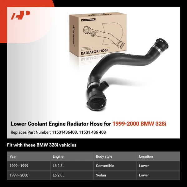 Lower Coolant Engine Radiator Hose for 1999-2000 BMW 328i
