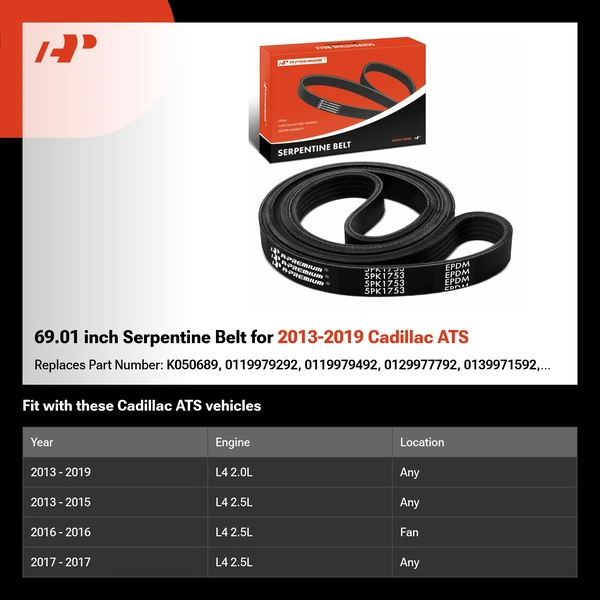 69.01 inch Serpentine Belt for 2013-2019 Cadillac ATS