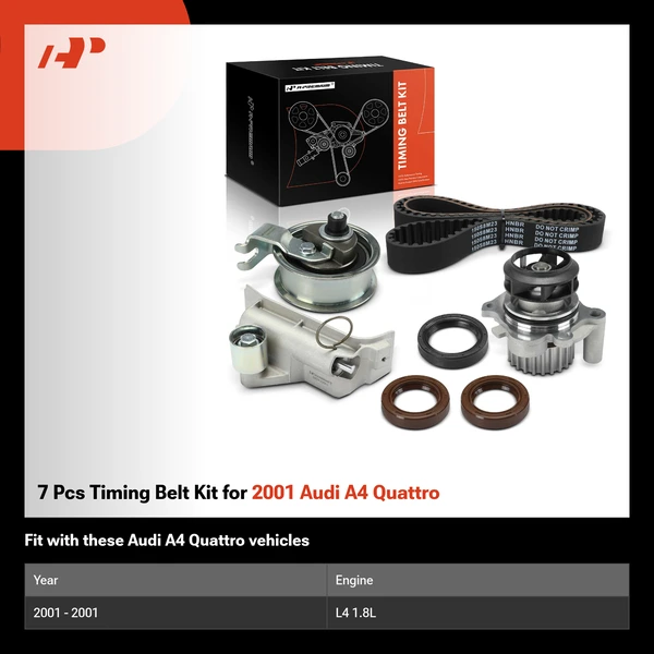 7 Pcs Timing Belt Kit for 2001 Audi A4 Quattro