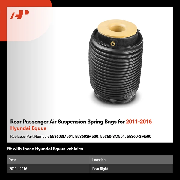 Rear Passenger Air Suspension Spring Bags for 2011-2016 Hyundai Equus