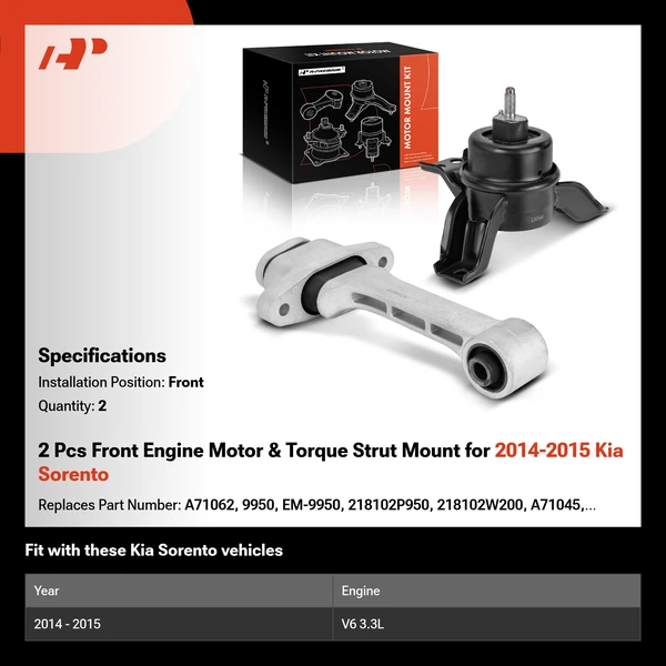 2 Pcs Front Engine Motor & Torque Strut Mount for 2014-2015 Kia Sorento