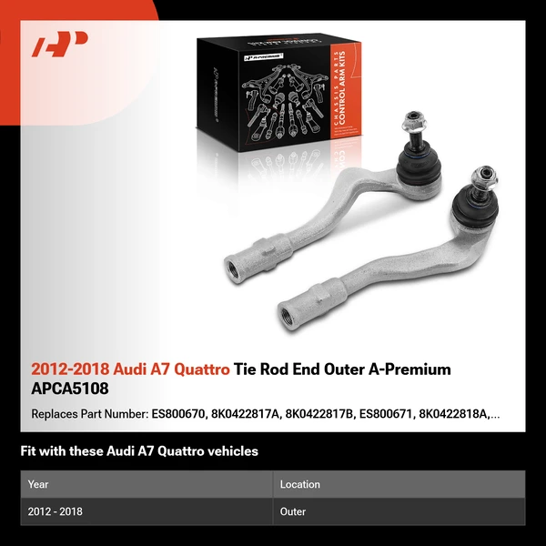 2012-2018 Audi A7 Quattro Tie Rod End Outer A-Premium APCA5108