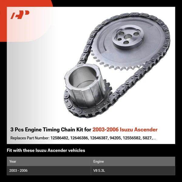 3 Pcs Engine Timing Chain Kit for 2003-2006 Isuzu Ascender