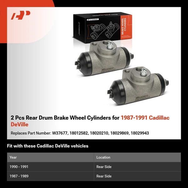 2 Pcs Rear Drum Brake Wheel Cylinders for 1987-1991 Cadillac DeVille