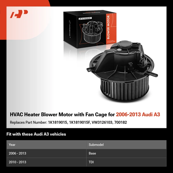 HVAC Heater Blower Motor with Fan Cage for 2006-2013 Audi A3
