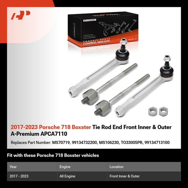 2017-2023 Porsche 718 Boxster Tie Rod End Front Inner & Outer A-Premium APCA7110