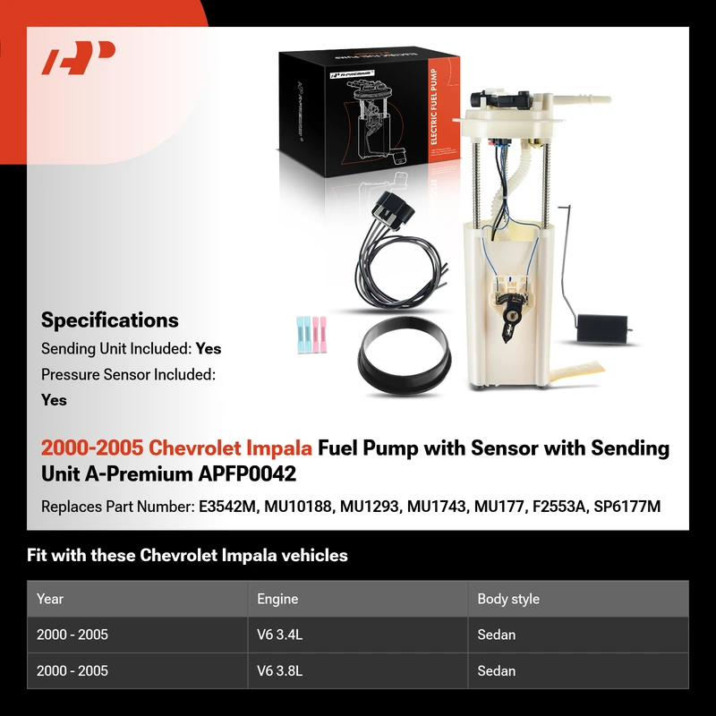 2000-2005 Chevrolet Impala Fuel Pump with Sensor with Sending Unit A-Premium APFP0042