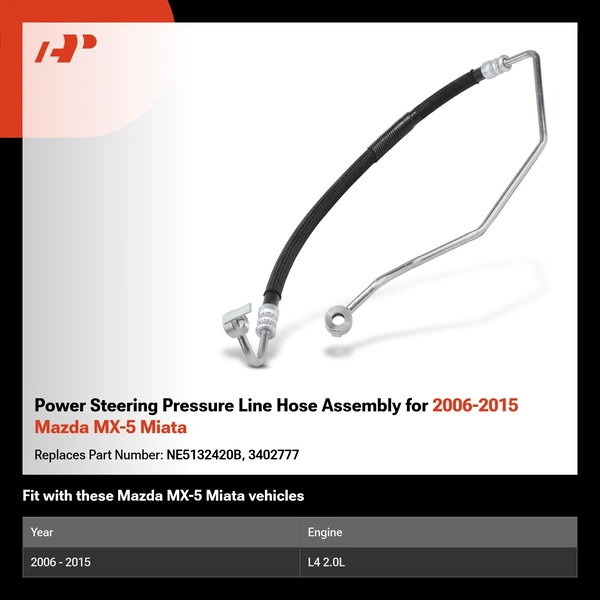 Power Steering Pressure Line Hose Assembly for 2006-2015 Mazda MX-5 Miata