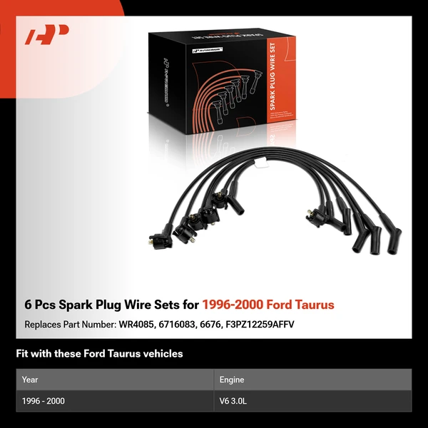 6 Pcs Spark Plug Wire Sets for 1996-2000 Ford Taurus