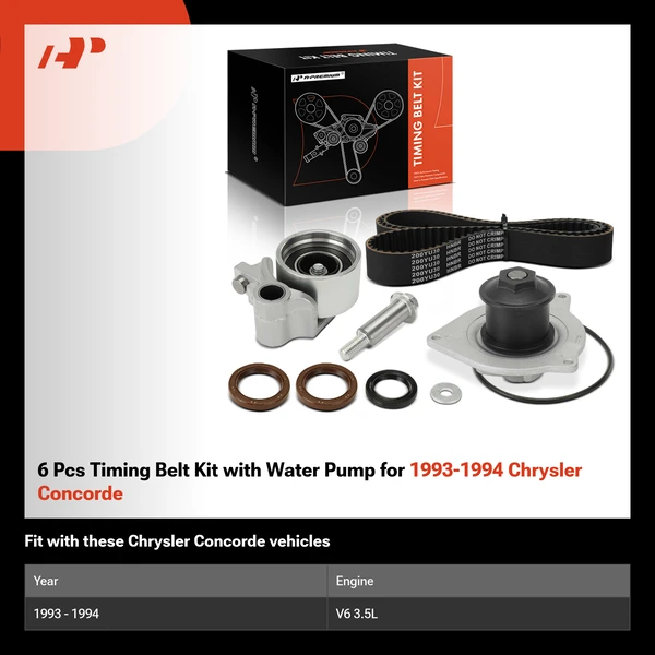 6 Pcs Timing Belt Kit with Water Pump for 1993-1994 Chrysler Concorde