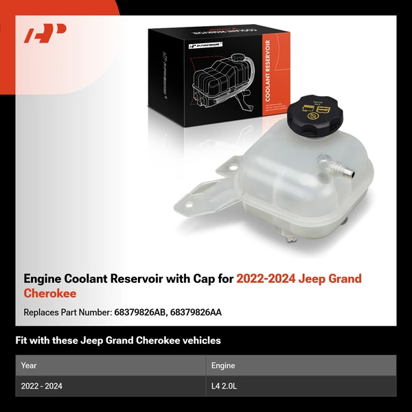 Engine Coolant Reservoir with Cap for 2022-2024 Jeep Grand Cherokee
