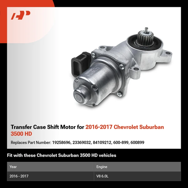 Transfer Case Shift Motor for 2016-2017 Chevrolet Suburban 3500 HD