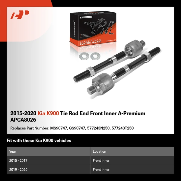 2015-2020 Kia K900 Tie Rod End Front Inner A-Premium APCA8026