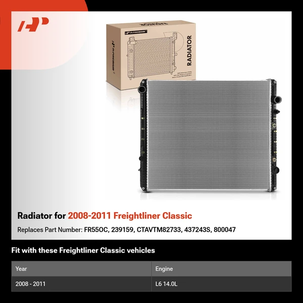 Radiator for 2008-2011 Freightliner Classic