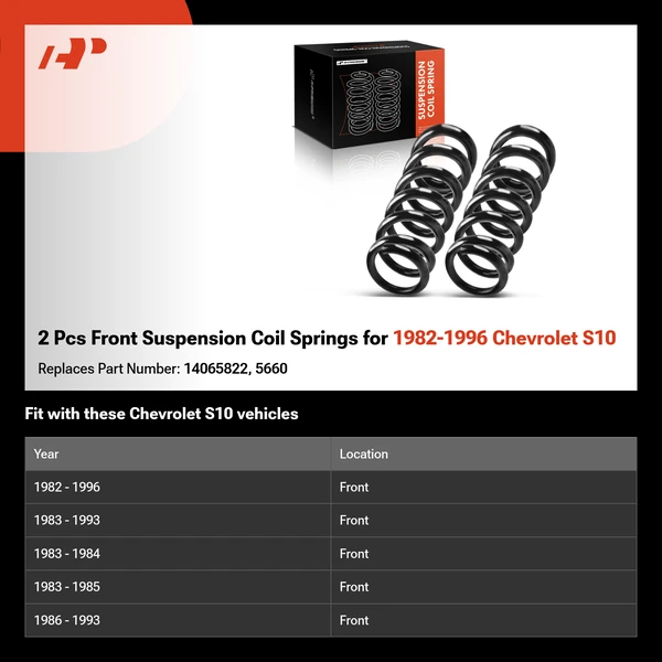 2 Pcs Front Suspension Coil Springs for 1982-1996 Chevrolet S10