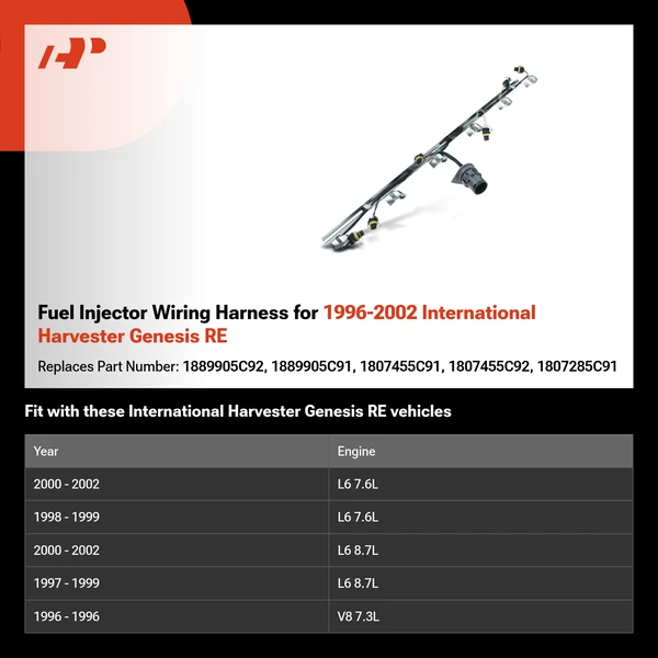 Fuel Injector Wiring Harness for 1996-2002 International Harvester Genesis RE