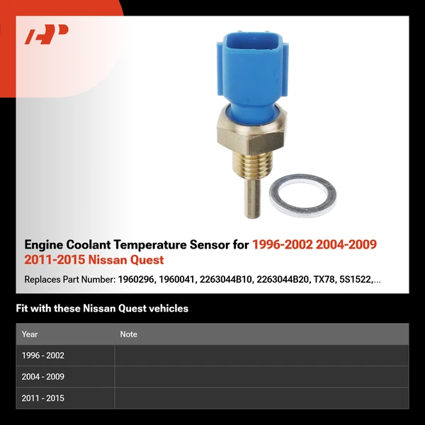 Engine Coolant Temperature Sensor for 1996-2002 2004-2009 2011-2015 Nissan Quest