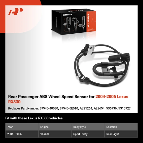 Rear Passenger ABS Wheel Speed Sensor for 2004-2006 Lexus RX330
