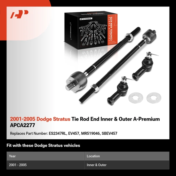 2001-2005 Dodge Stratus Tie Rod End Inner & Outer A-Premium APCA2277