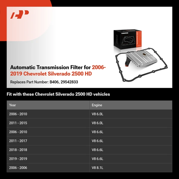 Automatic Transmission Filter for 2006-2019 Chevrolet Silverado 2500 HD