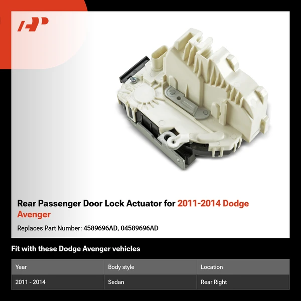 Rear Passenger Door Lock Actuator for 2011-2014 Dodge Avenger